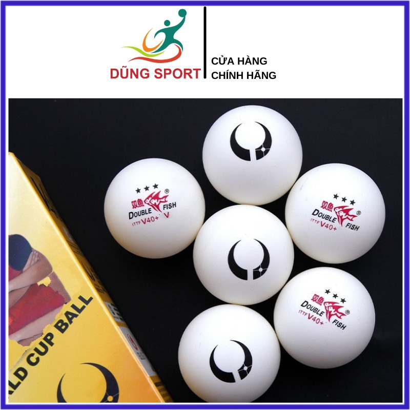 Quả bóng bàn thi đấu 3 sao Double Fish V40+ chính hãng - tiêu chuẩn thi đấu thế giới - hộp 6 quả