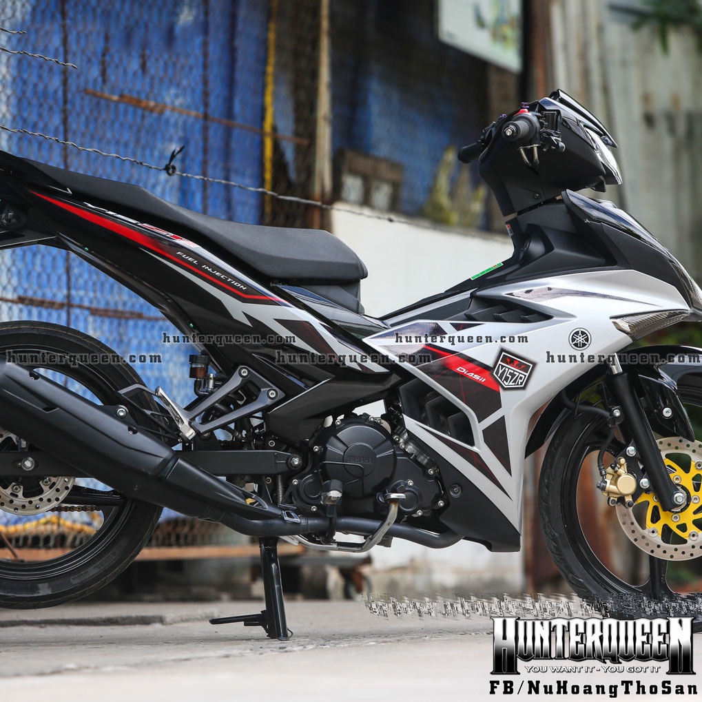 Tem rời in UV cao cấp, dán xe Exciter 150 đen bạc. Mẫu Y15ZR mới nhất, đỉnh cao tem chế. Không bay màu, tặng logo