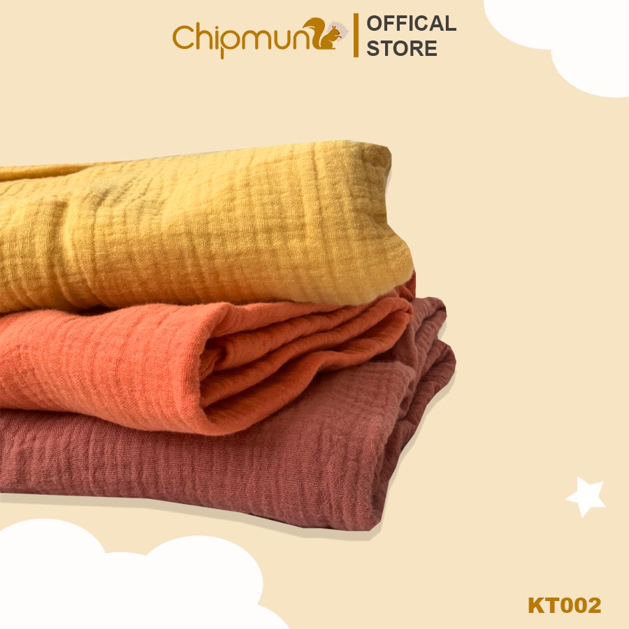Bộ khăn tắm, gội đầu, rửa mặt 4 lớp cho trẻ sơ sinh CHIPMUNK vải sợi tự nhiên thấm hút tốt, an toàn với làn da bé