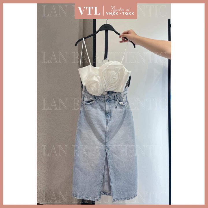 Chân váy bút chì jeans xanh dáng dài ZR siêu hot