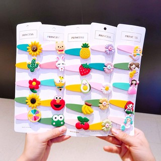 Bộ 5 cái kẹp bấm tóc nhám hình trái cây hoạt hình cho bé gái siêu cute