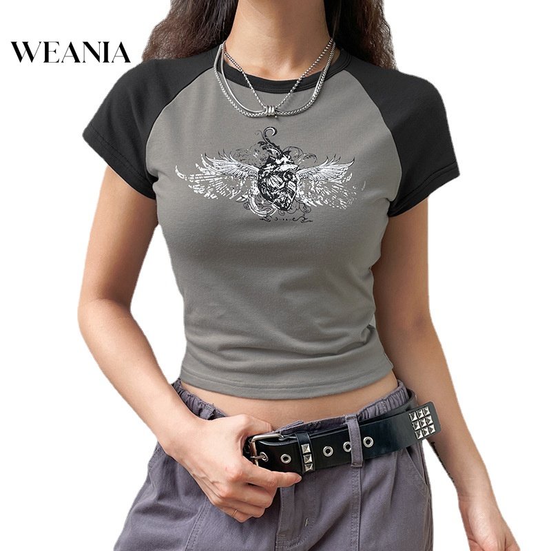 Áo Thun Tay Ngắn Cổ Tròn In Họa Tiết Nghệ Thuật Phong Cách Đường Phố Cho Nữ