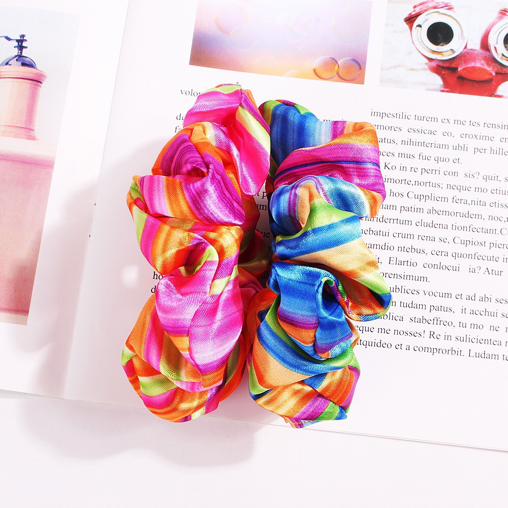 Cột Tóc Da Beo Dây Cột Tóc Scrunchies Họa Tiết Cầu Vồng Sành Điệu [PKT00099]