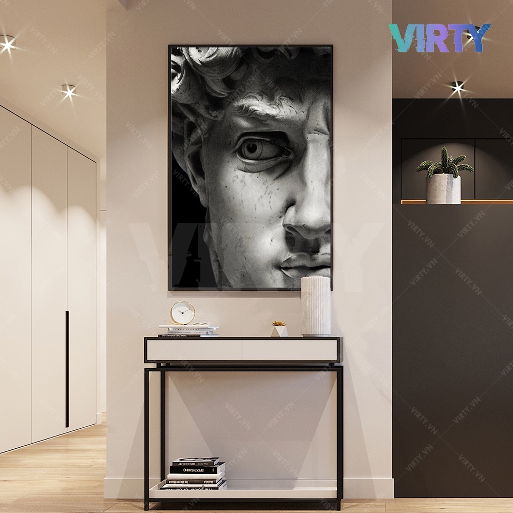 Tranh treo tường điêu khắc trừu tượng SCULPTURE 1 kèm khung composite VIRTY Tranh Canvas decor phòng ngủ, phòng làm việc