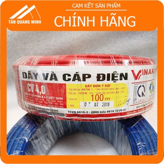 Dây cáp điện Cv 4.0 Vinakip Dây đơn 7 sợi 100% Đồng nguyên chất