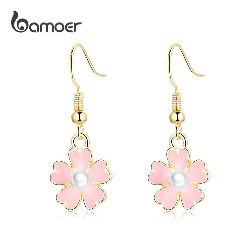 Bông tai Bamoer thiết kế cỏ bốn lá đơn giản và tinh tế cho phụ nữ và trẻ em gái