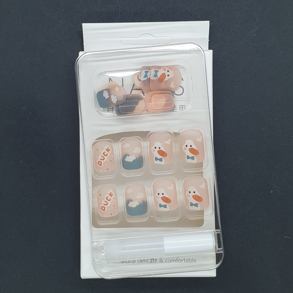 Móng tay giả ngắn hình vịt và chữ dễ thương  💖 SẴN KEO DÁN 💖