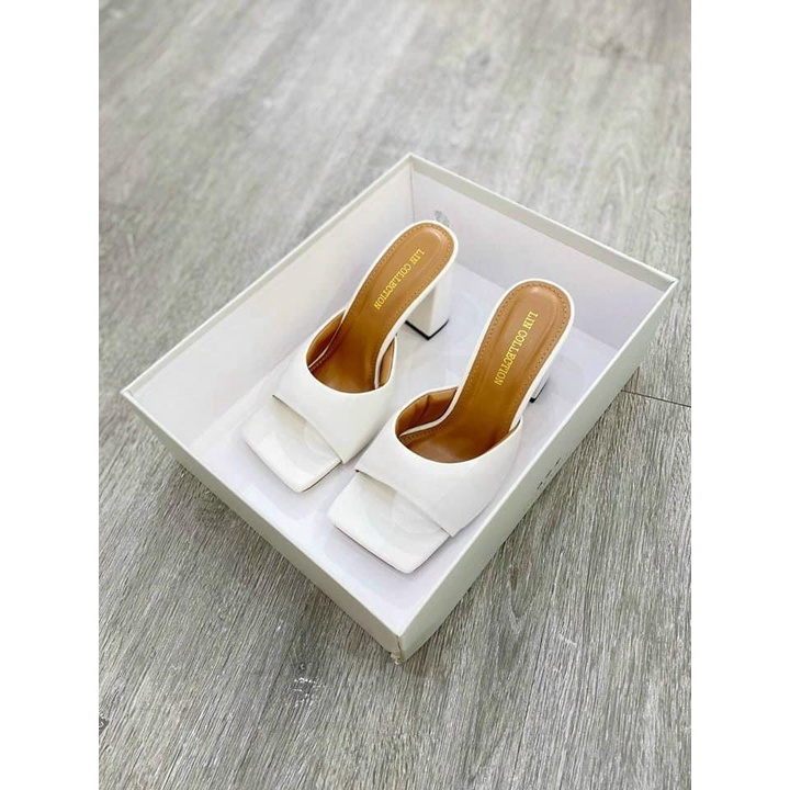 Dép guốc nữ gót vuông màu trắng  MÃ A678