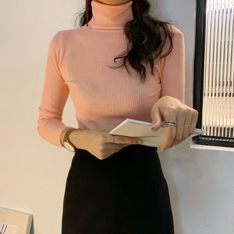 Áo Sweater Cổ Lọ Tay Dài Dáng Ôm Thời Trang Thu Đông Dành Cho Nữ