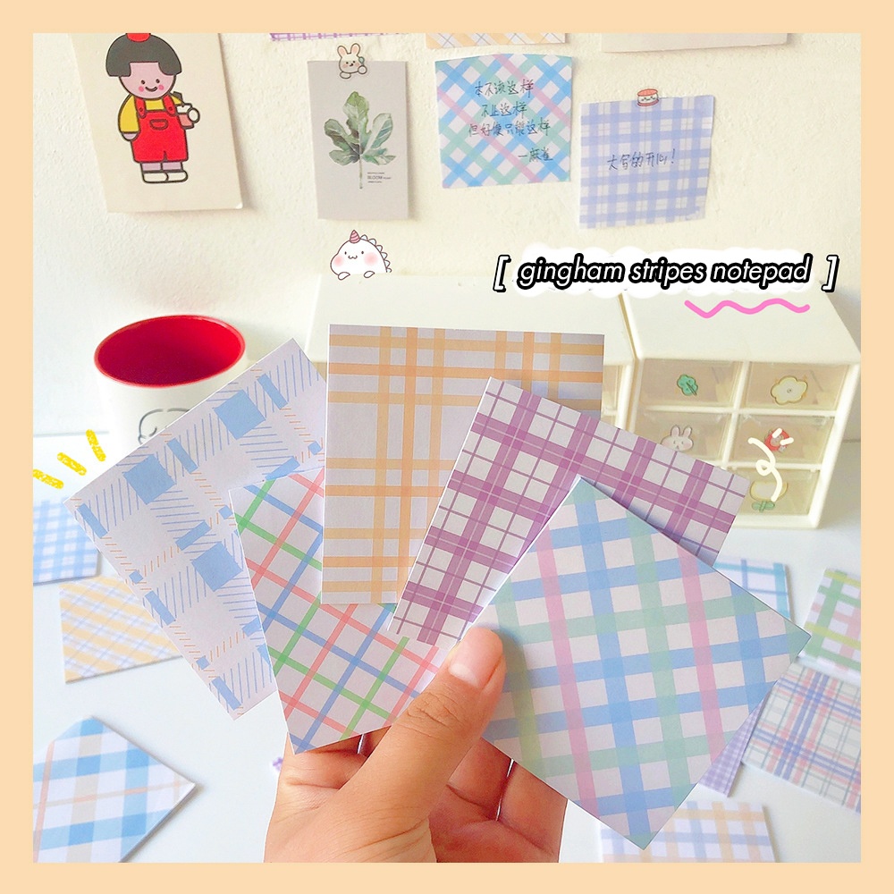 [Mã LIFEB04ALL giảm 10% tối đa 15K đơn 0Đ] Set 4 Mẫu Giấy Nhớ Sticky Note Gingham