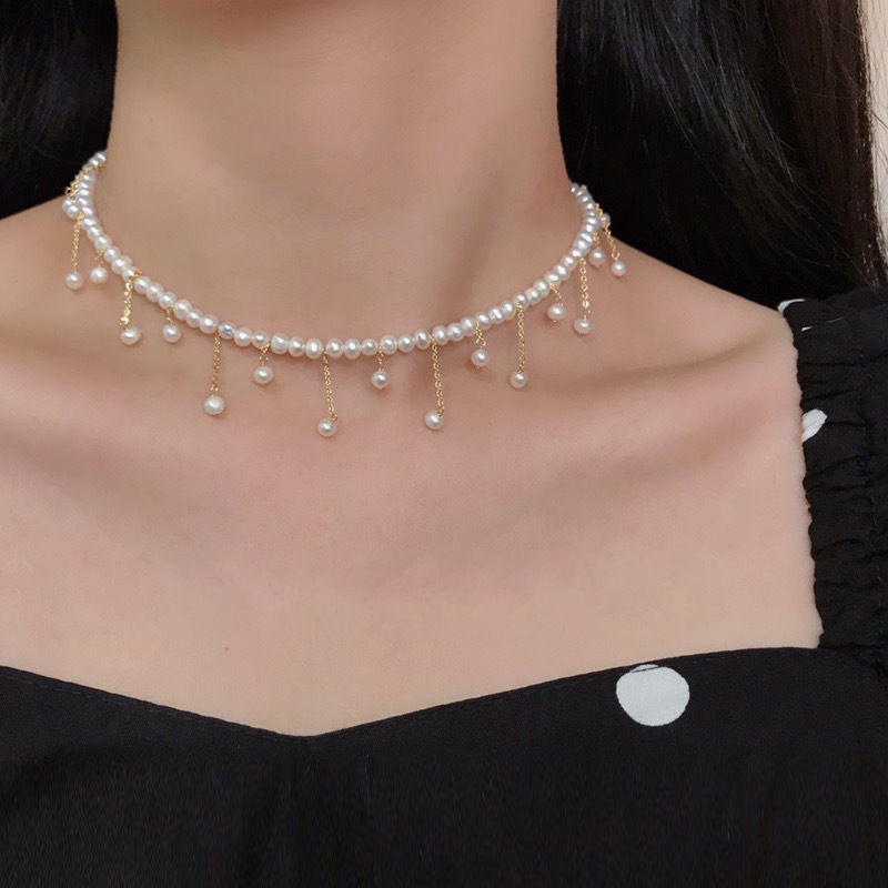 Vòng Cổ Đính Ngọc Trai Thủ Công Thiết Kế Cảm Giác Phong Cách Mới Mùa Xuân Cho Nữ