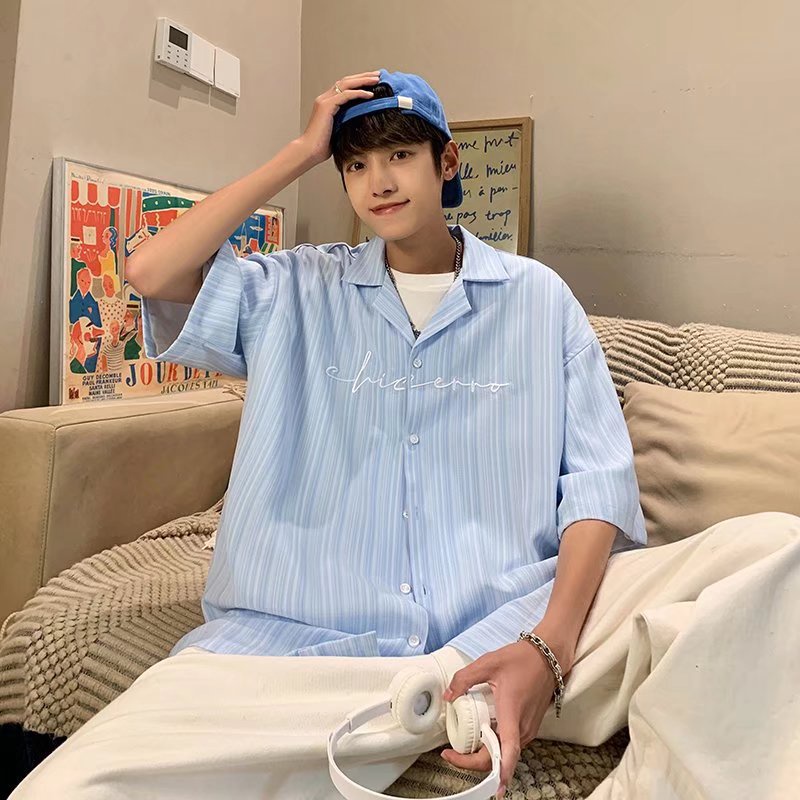 Áo sơ mi ngắn tay dáng rộng hoa văn kẻ sọc phong cách hàn quốc thời trang dành cho nam  thời trang nam áo dài tay unisex from rộng fashion  áo sơ mi nam dài tay retro tình nhân