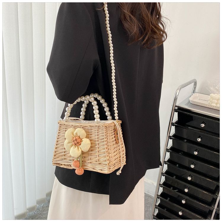Túi Đeo JASMIN NOIR Chéo Mây Đan Đính Hoa Ngọc Trai Thời Trang Cho Nữ