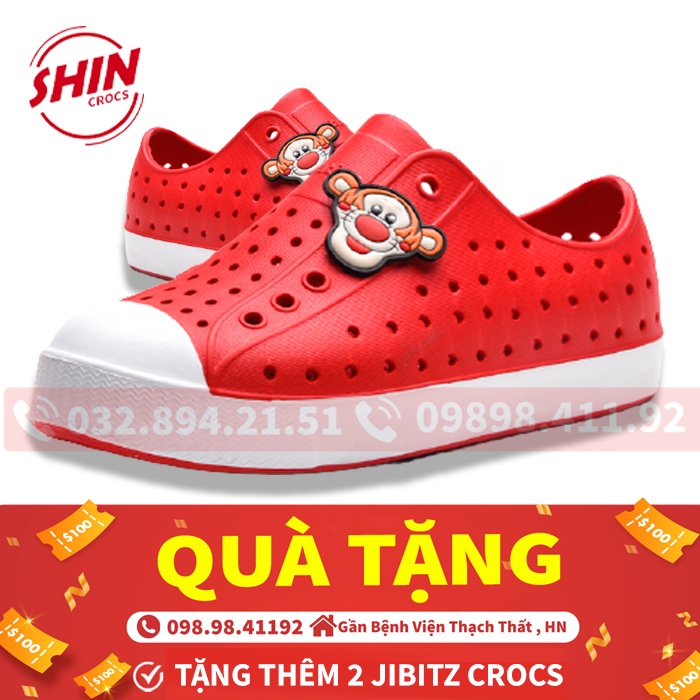 giày native💖FREESHIP💖giày native họa tiết đỏ trầm relax SHINNATIVEDO tặng thêm 2 jibitz native