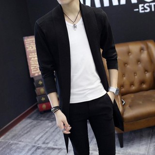 Áo khoác nam cardigan len dáng dài aokhoacnam-CG02 đen Hàng quảng châu cao cấp