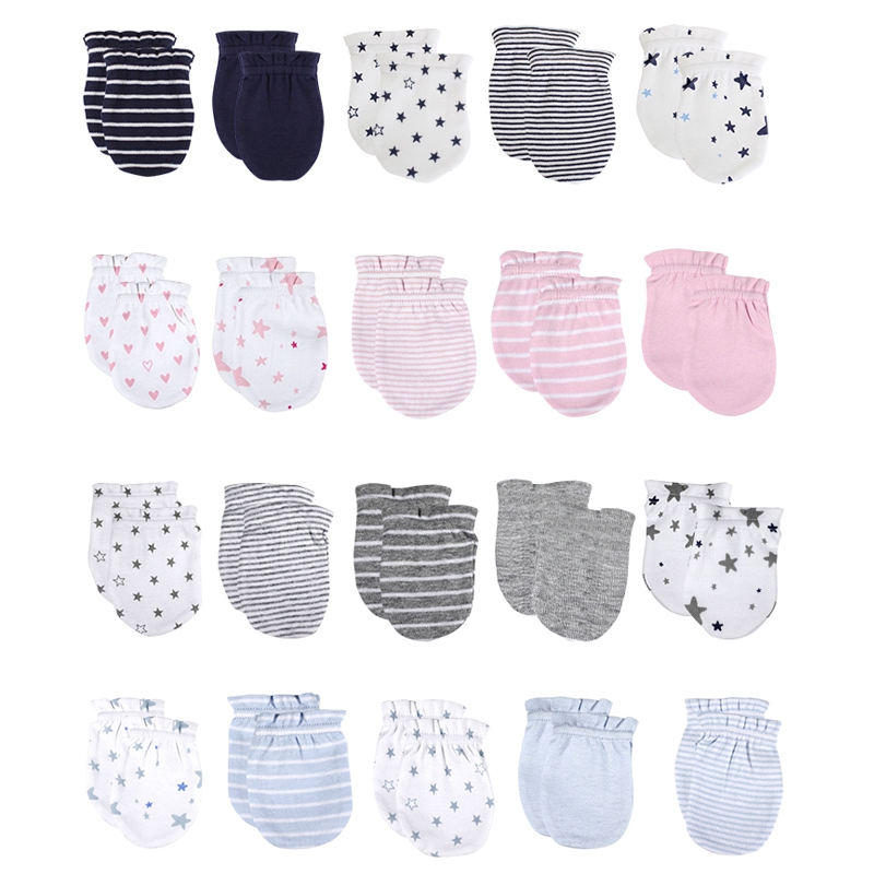 Mũ cotton mỏng và bao tay thoáng khí cho bé sơ sinh 0-6 tháng tuổi