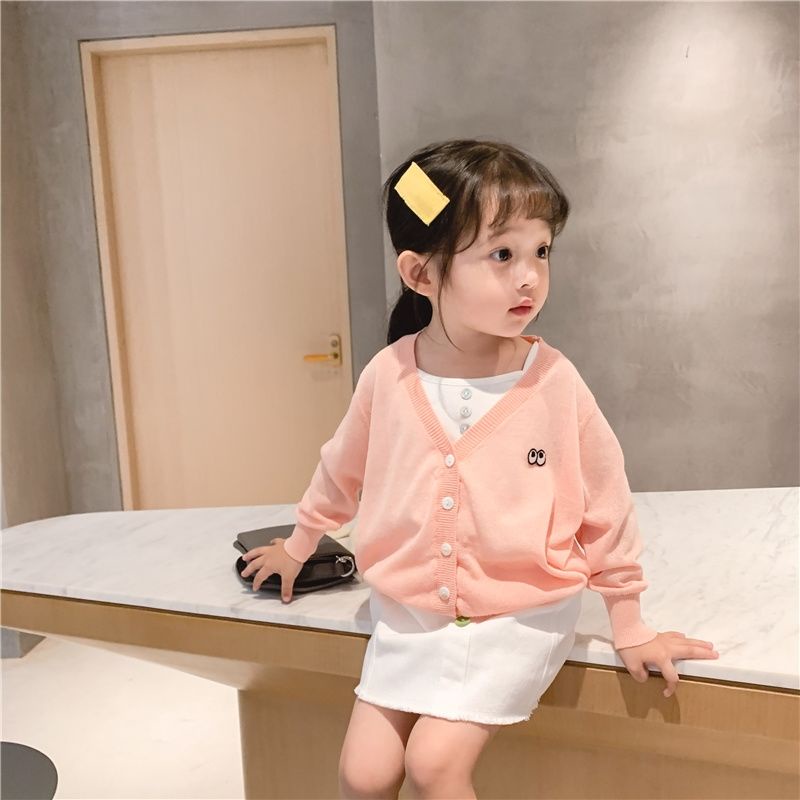 Hàng Mới Về Mới Áo Khoác Cardigan Dệt Kim Mỏng Thoáng Khí Thoải Mái Phong Cách Mùa Hè Cho Bé Gái