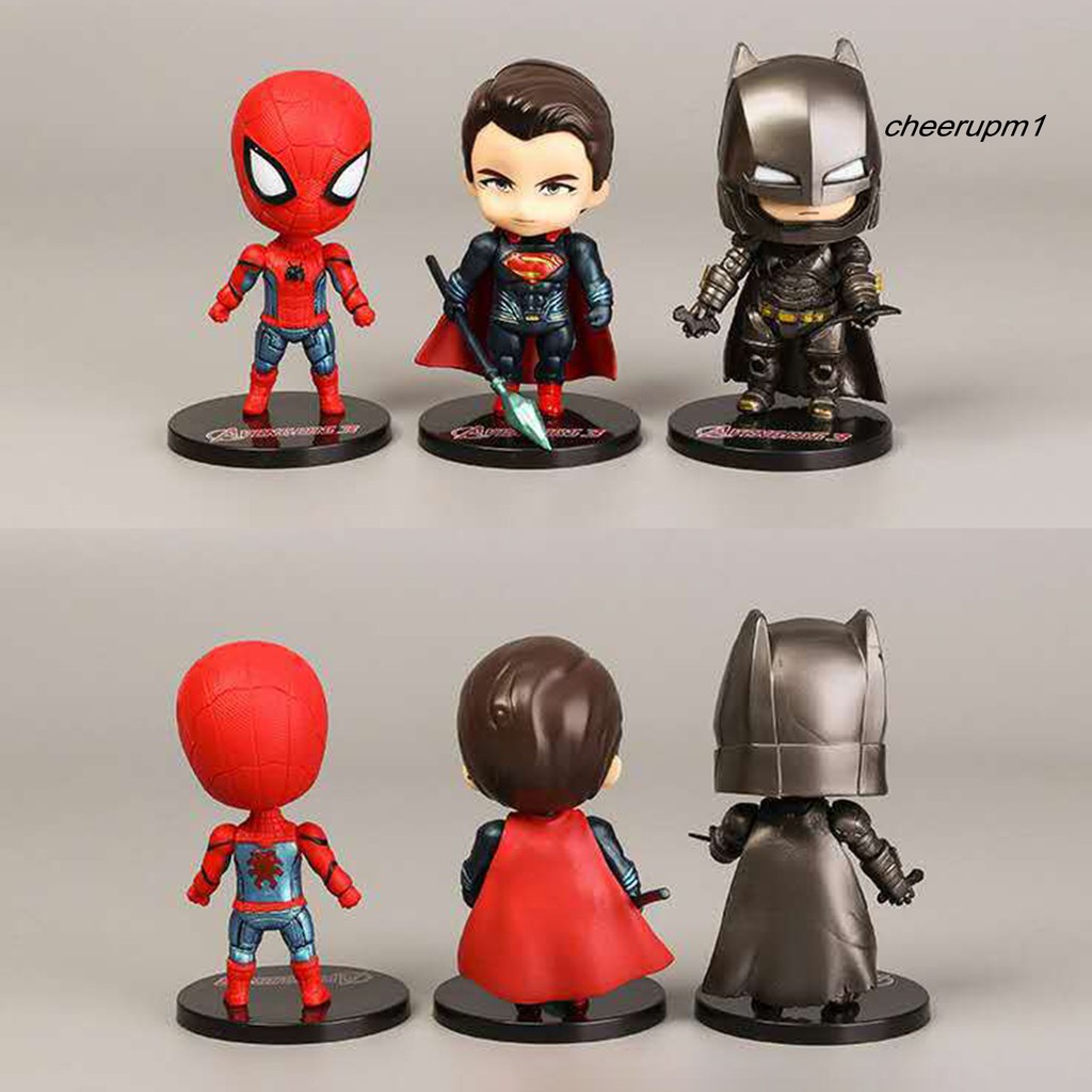 Bộ 6 Mô Hình Đồ Chơi Nhân Vật Siêu Anh Hùng Avengers / Spiderman / Captain America Dành Cho Trẻ Em