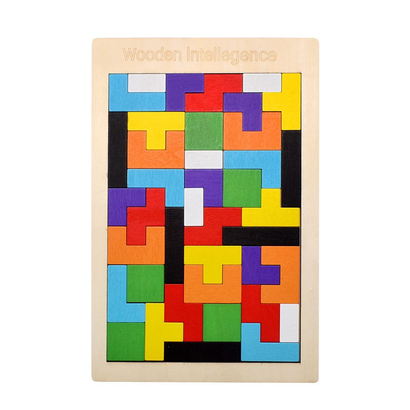 Đồ Chơi xếp hình lắp ráp Montessori Bằng Gỗ Tetris Cho Bé Mẫu 02 40 miếng