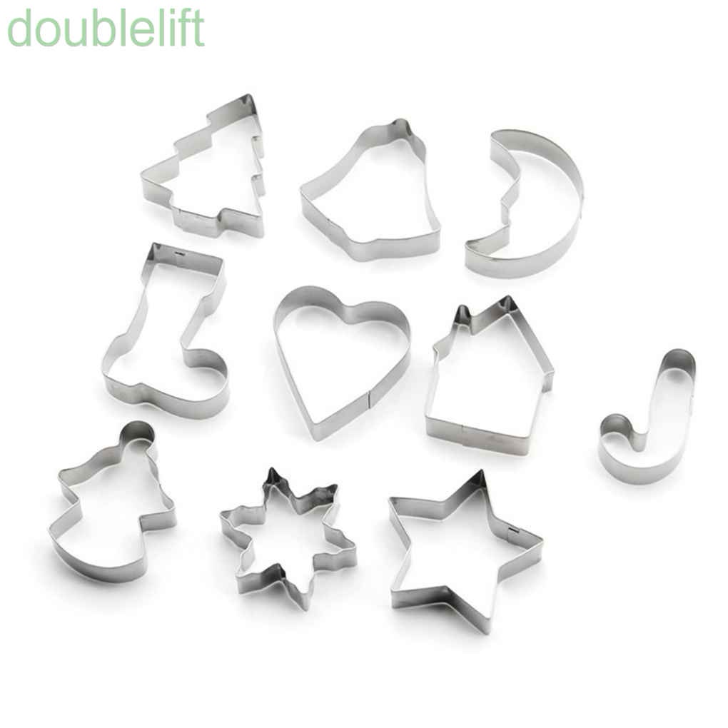 Set 10 khuôn cắt bánh bằng tạo hình thép không gỉ tạo hình chủ đề giáng sinh