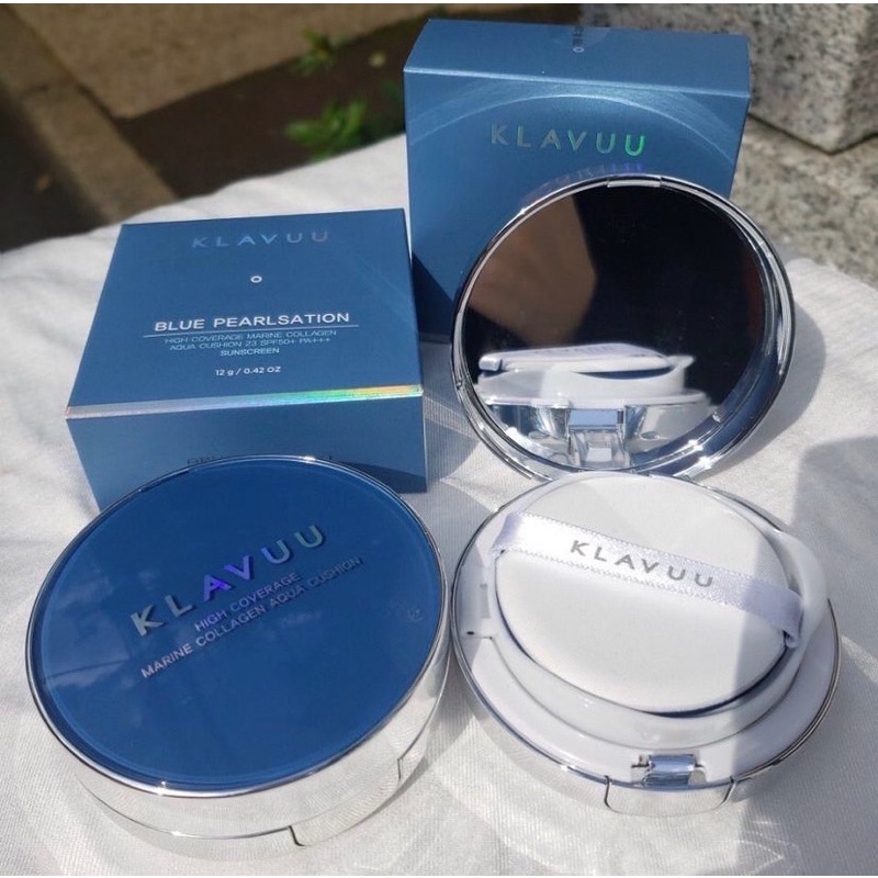 Phấn Nước Klavuu Blue Pearlsation High Coverage Marine Collagen Aqua