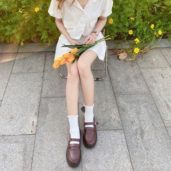 Giày Búp Bê Nữ Ulzzang Vintagae, Giày Lolita Mary Jane Có Quai Đế Cao Su 3cm Phong Cách Retro, Hàn Quốc - Iclassy_shoes