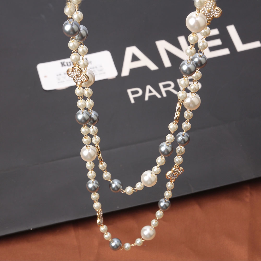 Dây Chuyền Hình Cỏ Bốn Lá Đính Ngọc Trai Nhân Tạo Thời Trang