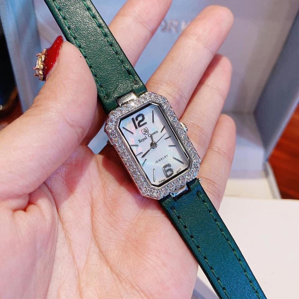 Set Đồng Hồ Nữ Royal Crown 6316 - Dây gắn đá + Dây Da - 20 x 30mm