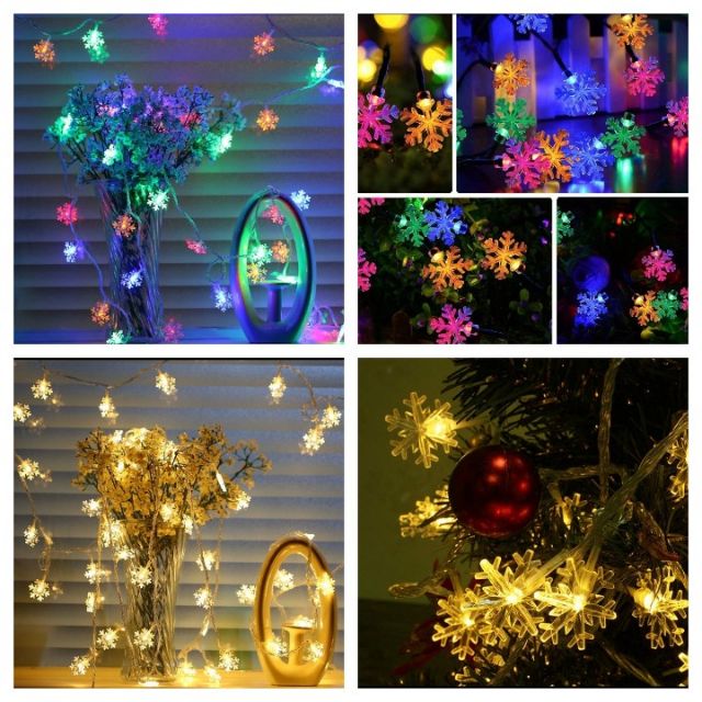 Dây Đèn Led Trang Trí 20/40 Bóng Hình Ngôi Sao /Bông Tuyết/Hoa 5 Cánh