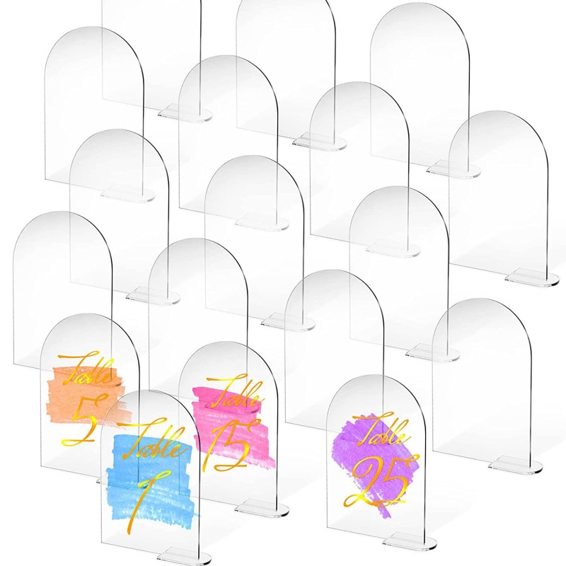 Set 5 Bảng Tên Bằng Acrylic Trong Suốt Hình Tròn Kèm Giá Đỡ Dùng Cho Khách Sạn DIY