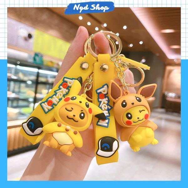 Móc khóa Pokemon đội mũ phong cách điệu đà đáng yêu, móc khóa xe máy Pikachu và Vịt Ngốc Nghếch chuẩn Hot Trend Tik Tok