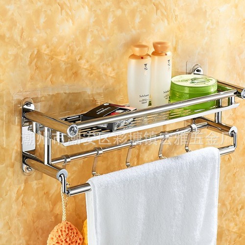 Kệ 2 Tầng Dán Tường INOX SUS304 - Giá Để Đồ Nhà Tắm Không Cần Khoan