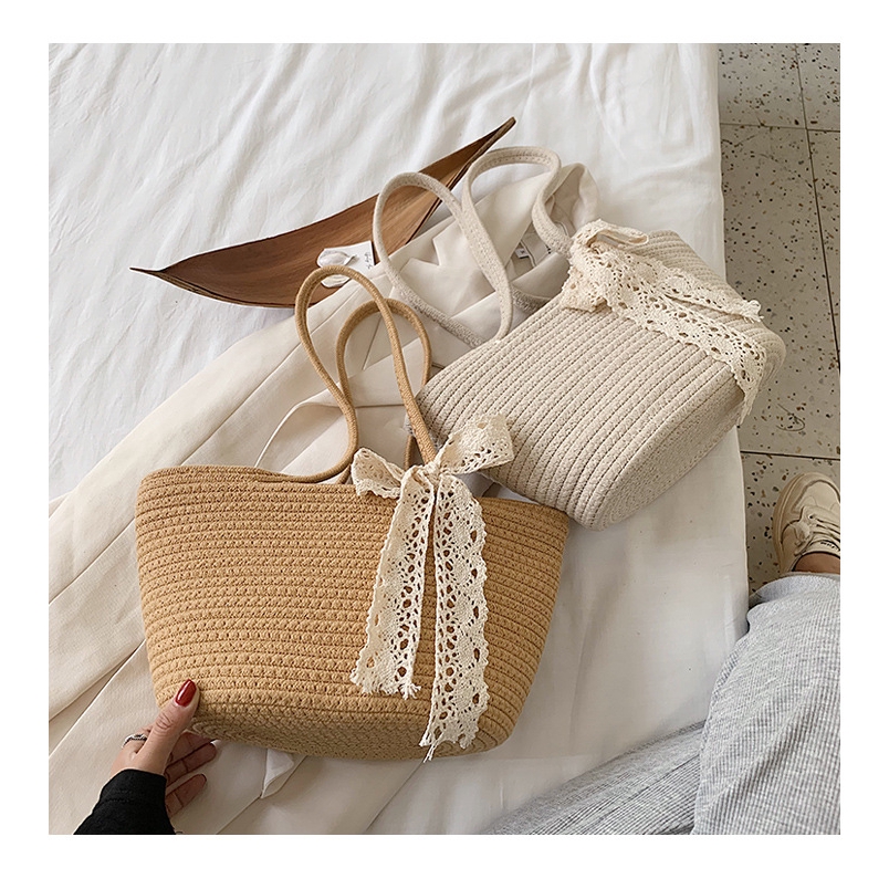 Túi Tote JASMIN NOIR Dệt Cói Sức Chứa Lớn Thời Trang Đi Biển Phong Cách Hàn Quốc Cho Nữ