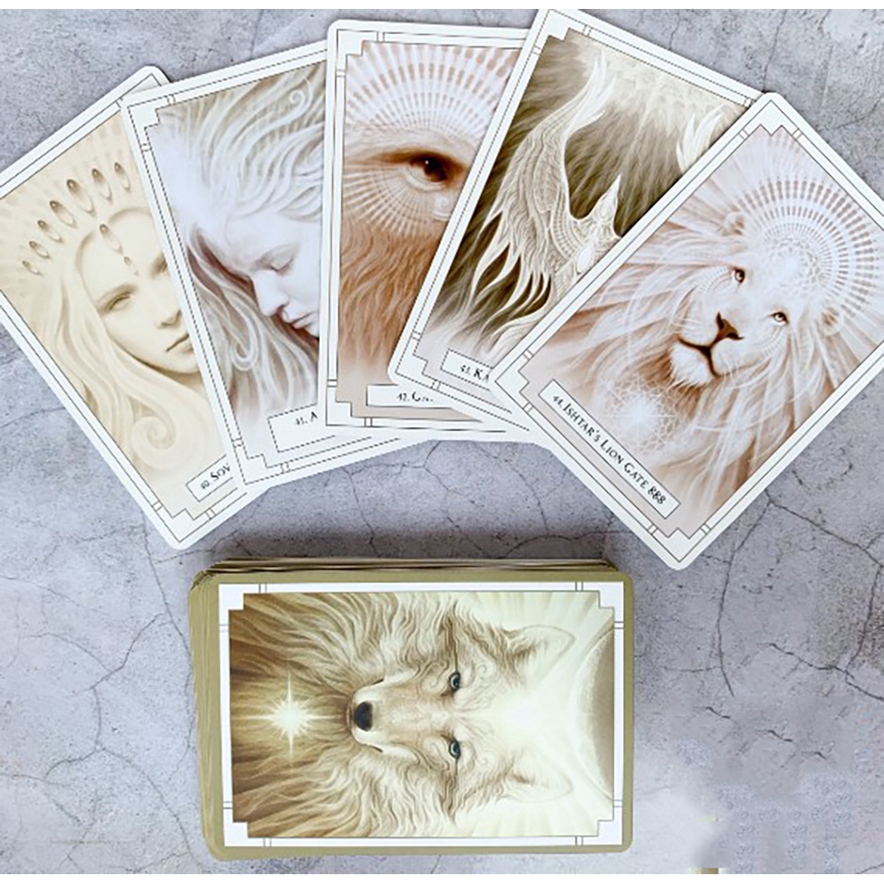 READY！SHIP FAST!! Bộ bài Tarot  ready stock44PCS/Set White Light Oracle Cards English Tarot Cards
