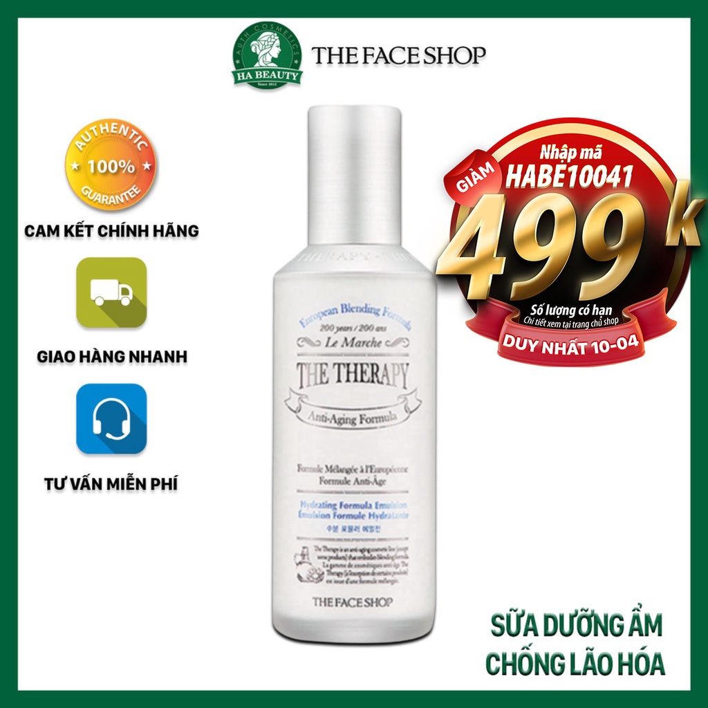 Sữa dưỡng ẩm chống lão hóa làm dịu da phục hồi da The Face Shop The Therapy Hydrating Formula Emulsion 130ml