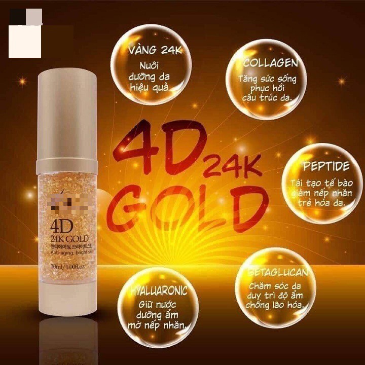 Serum 4D Vàng 24K (30ml) - Ngăn ngừa lão hóa. Cho bạn gương mặt sáng hồng, rạng rỡ (Date 04/2022)