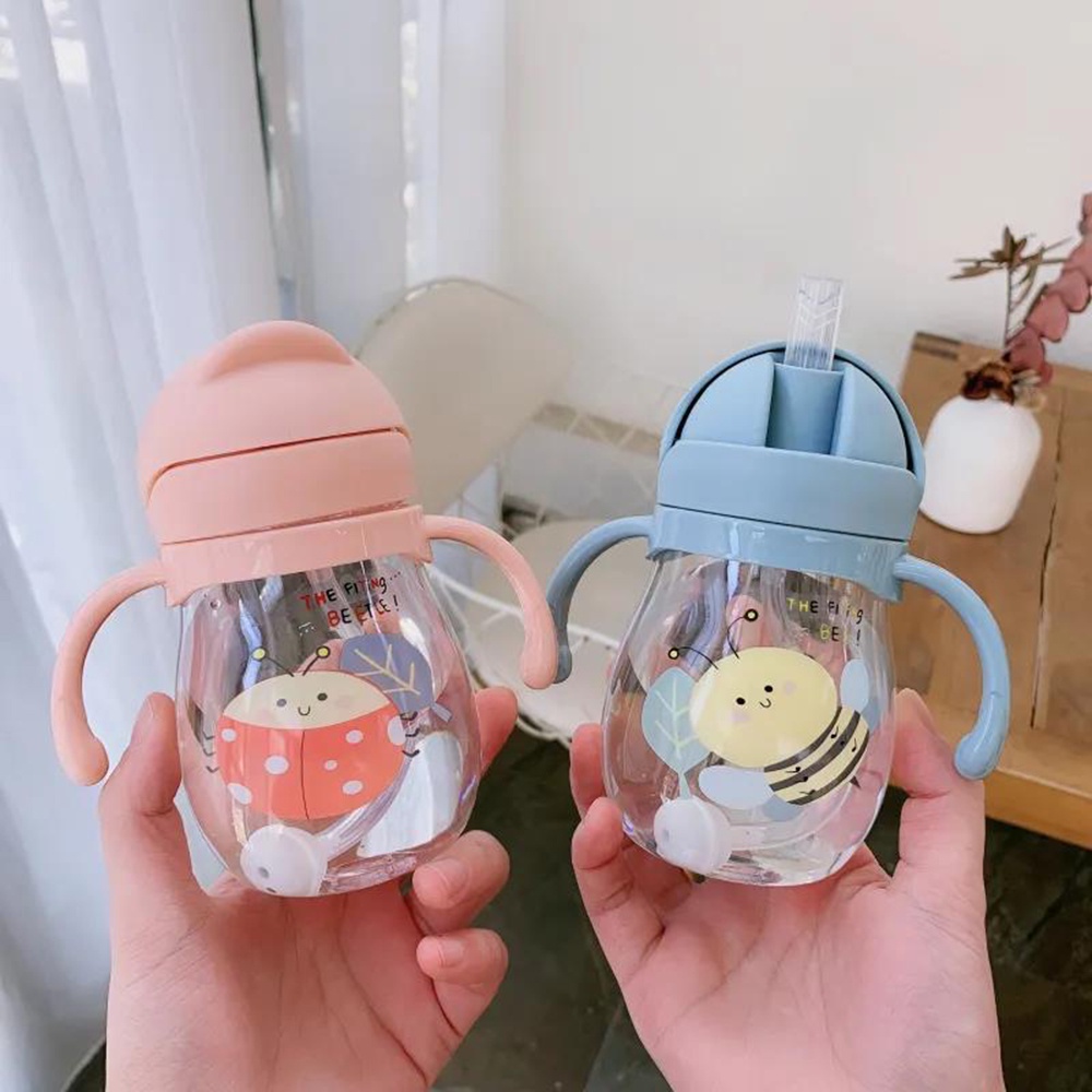 Bình tập uống nước 300ml cho bé có van chống sặc, tay cầm và ống hút