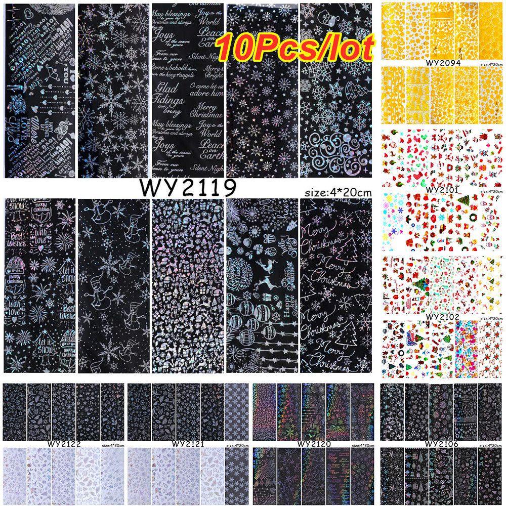 BSUNS Set 10 Tấm Giấy Foil Dán Móng Nghệ Thuật Chủ Đề Halloween Giáng Sinh