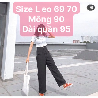 Quần Tây Baggy Đen Lưng Cao Basic có size BC80