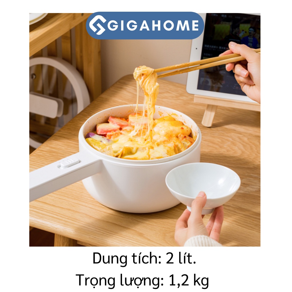 Nồi Lẩu Điện Đa Năng Nấu Mì, Chiên Xào GIGAHOME Lòng Nồi Chống Dính Dung Tích 2L 9597