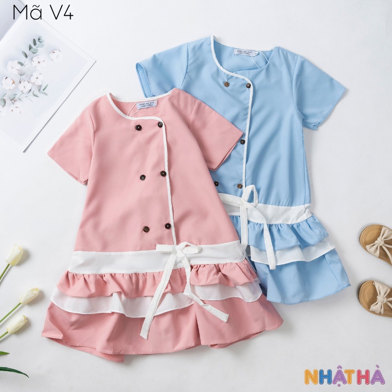 Váy Đôi Cho Bé Gái Và Mẹ V4 Chất Lụa Siêu Mát Size Đại Từ 12- 48kg