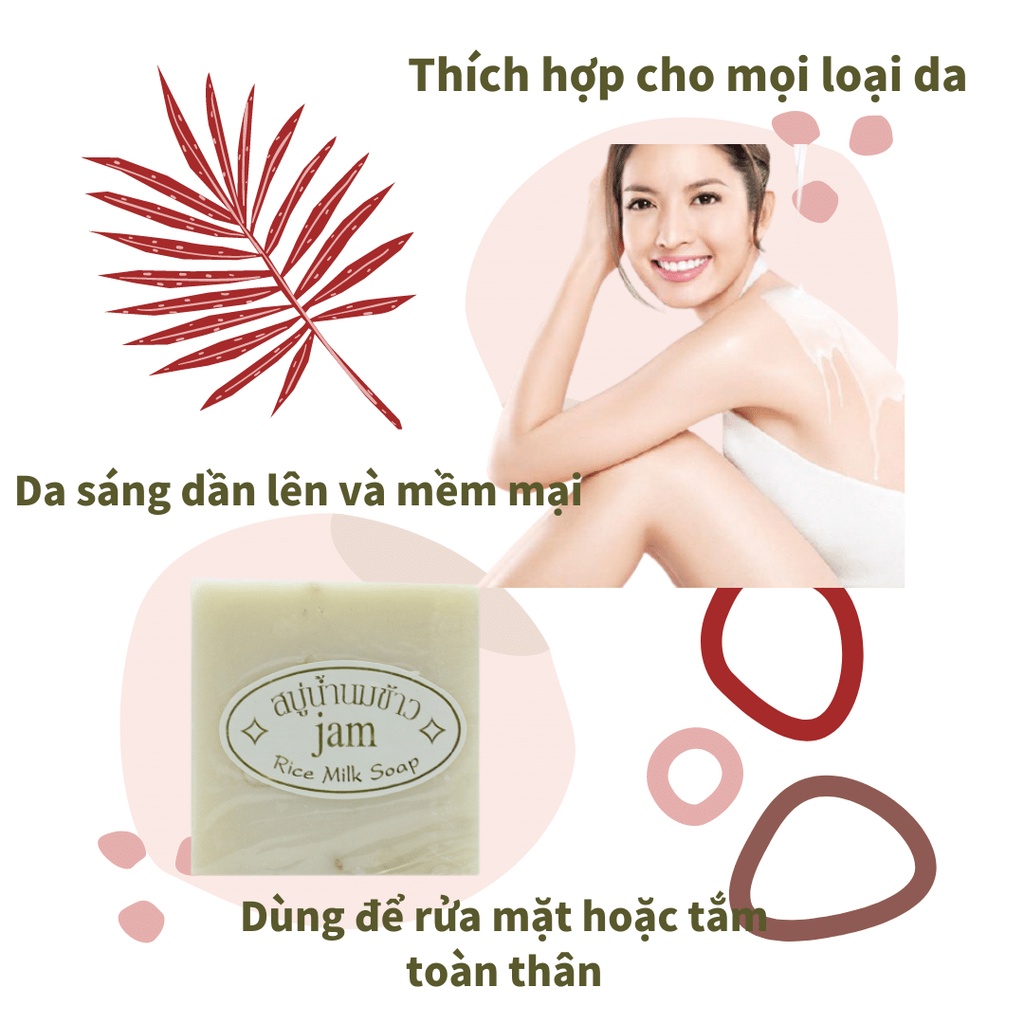 Xà Phòng Cám Gạo / Xà Phòng Trắng Da Thái Lan Thái Lan Jam Rice Milk Soap 65gr | BigBuy360 - bigbuy360.vn
