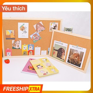 Bảng ghim bần khung gỗ treo tường, ghim tài liệu, ghim giấy note, ghim ảnh
