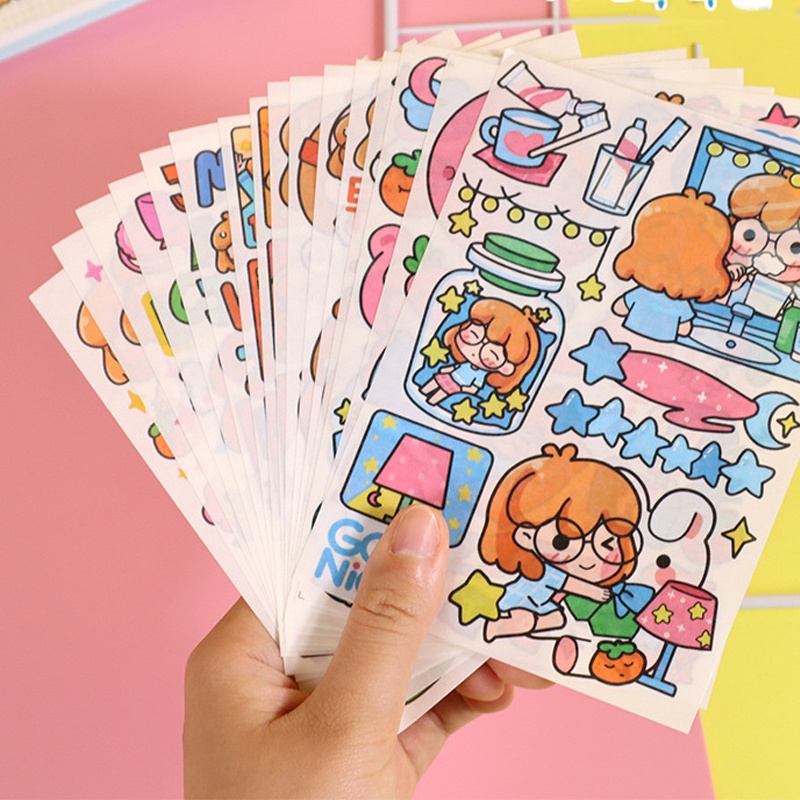 Sticker cute hình dán vintage anime hộp 100 tấm trang trí mũ bảo hiểm sổ dễ thương blackpink bts bullet journal TOGU