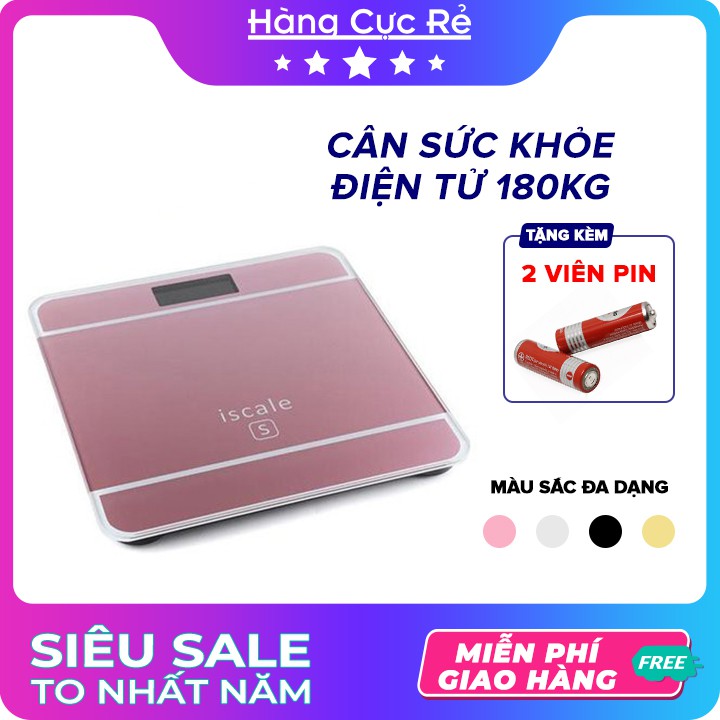 Cân sức khỏe điện tử 180kg, có màn hình LCD HCR, đo được nhiệt độ phòng, mặt kính siêu cường lực