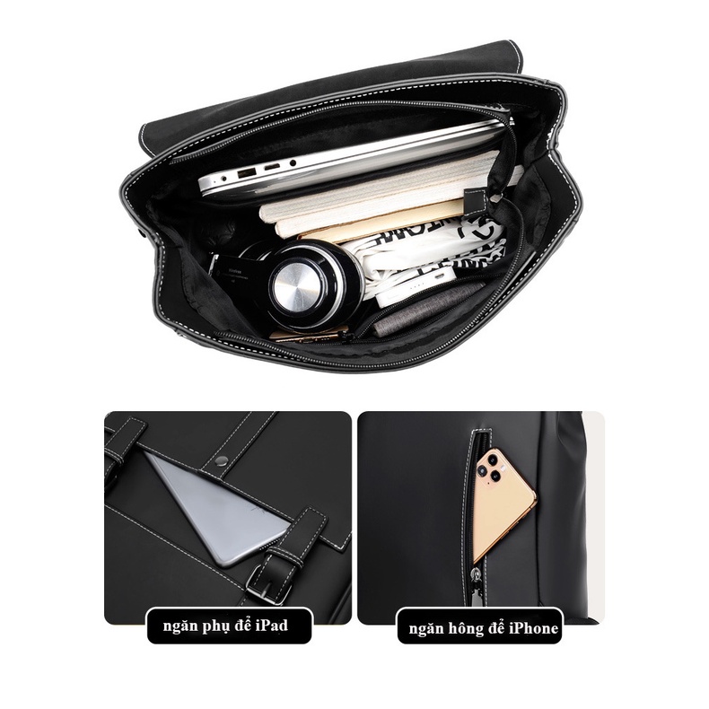 Balo chống sốc Laptop Macbook da PU Nam thời trang Hàn Quốc,PKC-BL07