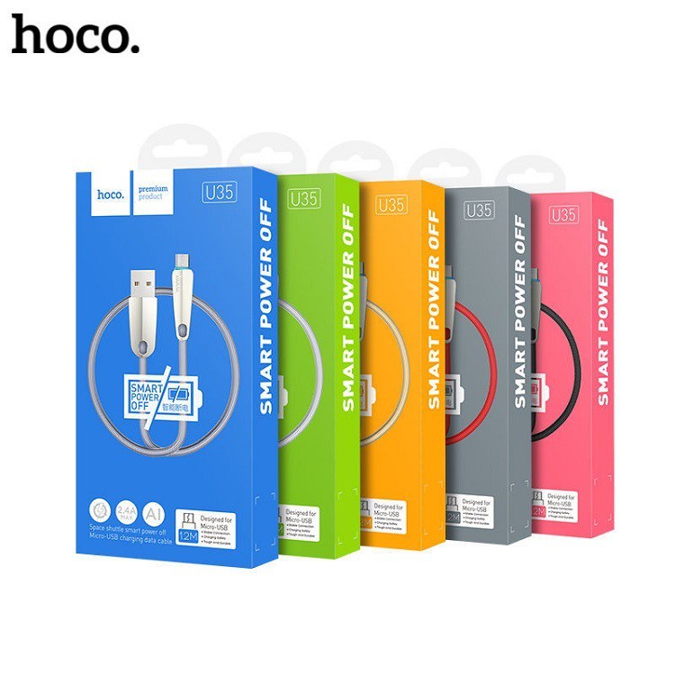 Cáp sạc nhanh⚡FREESHIP50K⚡ Hoco U35 Micro ngắt điện thông minh cho Samsung, Oppo,.. dài 1m2 - chính hãng