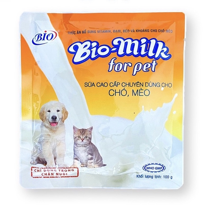 SỮA CHO PET THÚ CƯNG CHÓ MÈO BIO MILK GÓI 100G Bổ sung chất dinh dưỡng