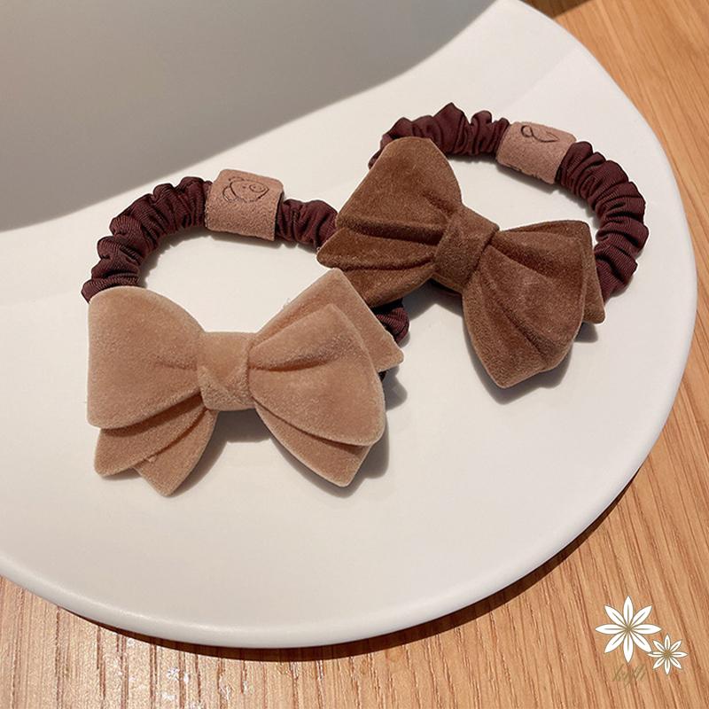 Dây buộc tóc co giãn phối nơ ruy băng thời trang thu đông phong cách Hàn Quốc cho nữ