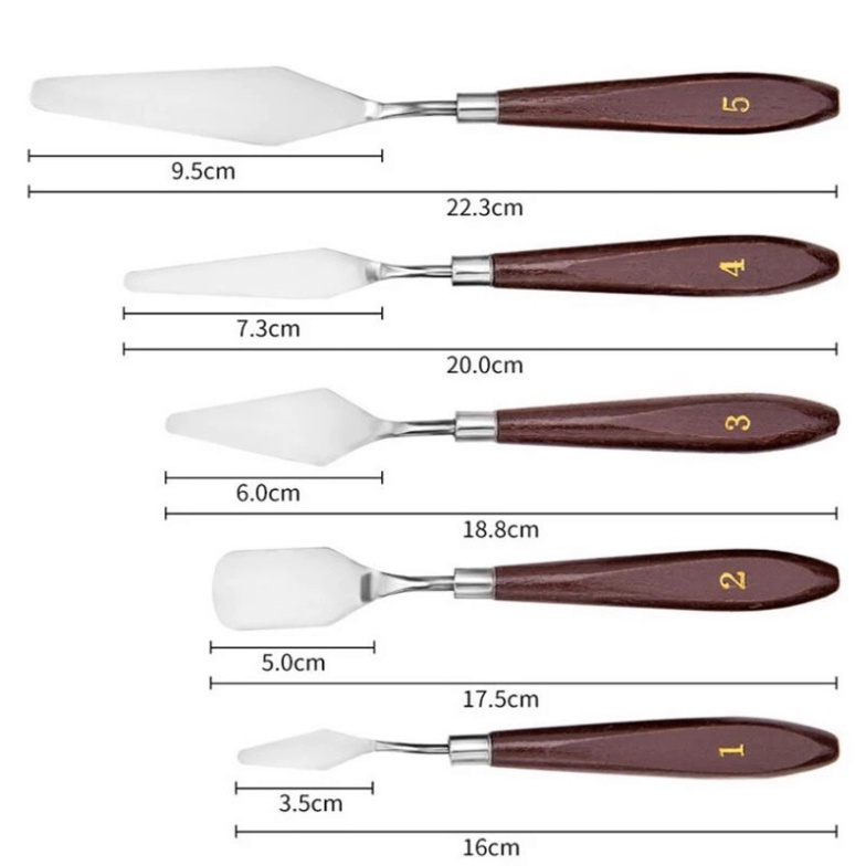 Set 5 xẻng (bộ 5 bay tạo hình bánh kem) phết kem bằng thép không gỉ cao cấp Palette Knives